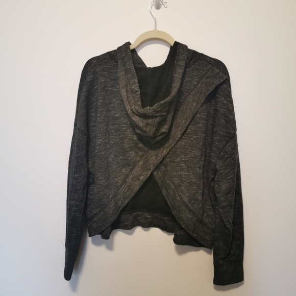 BANANA REPUBLIC | Dark grey marled hoodie with cross peek-a-boo back - Picture 1 of 5